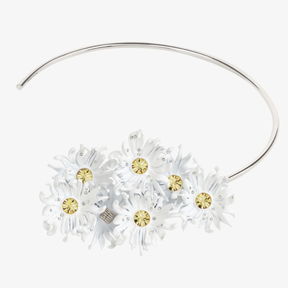 Givenchy DAISY TORQUE NECKLACE IN METAL & ENAMEL W/ CRYSTALS - NEW WITH TAGS